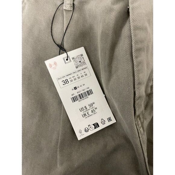 Zara Mens Pants EU 38 US 30 Trousers Beige Relaxed Straight Leg 8527/302 NWT - Picture 4 of 8